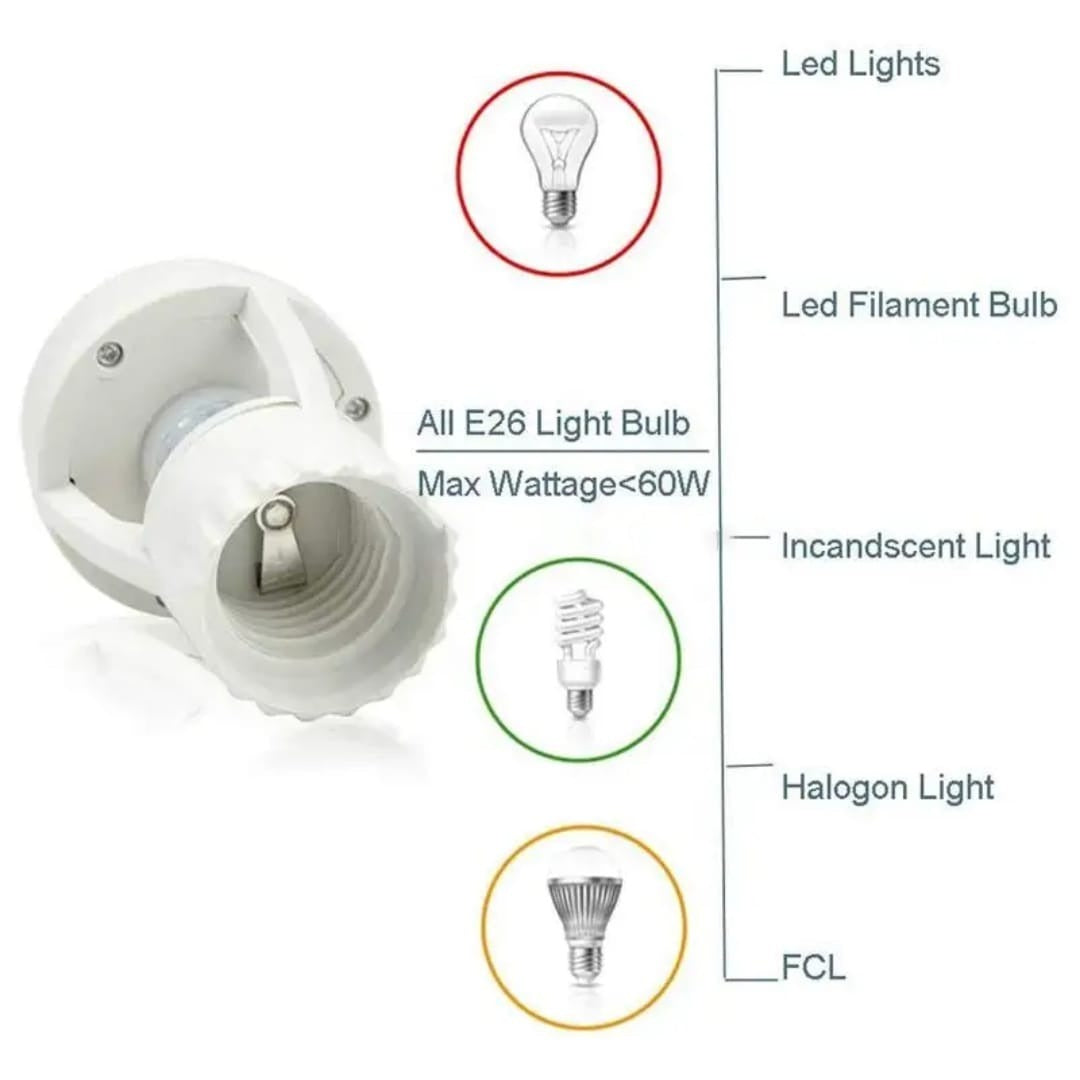 Infrared Motion Sensor Lamp Holder with Automatic On/Off Detection