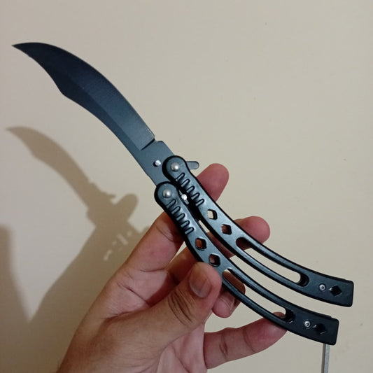Black Curved BFK Blade Butterfly Knife - Sharp