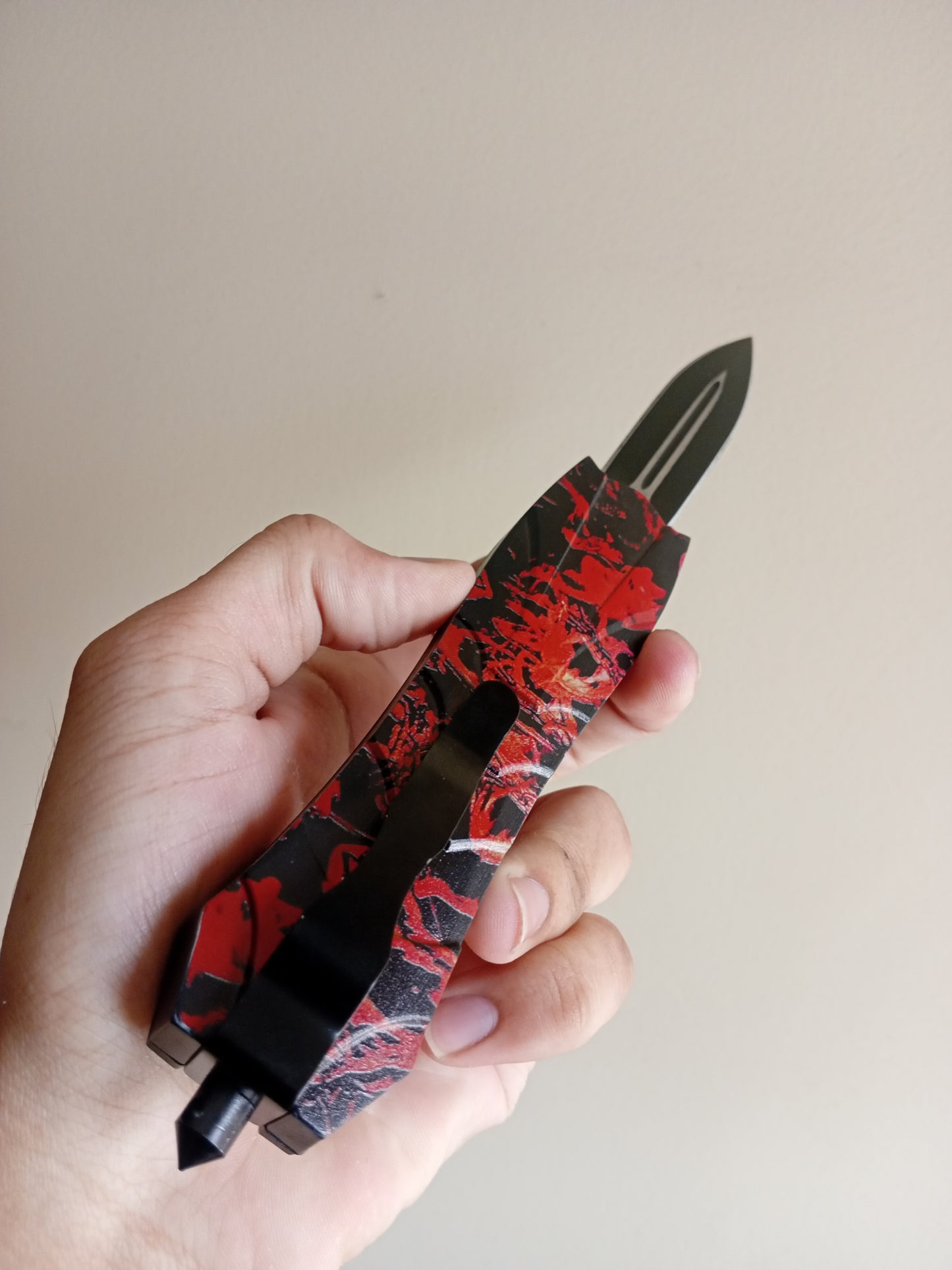 Red OTF Knife - Sharp