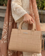 Classic Beige Grid Handbag