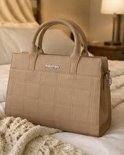 Classic Beige Grid Handbag