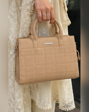 Classic Beige Grid Handbag