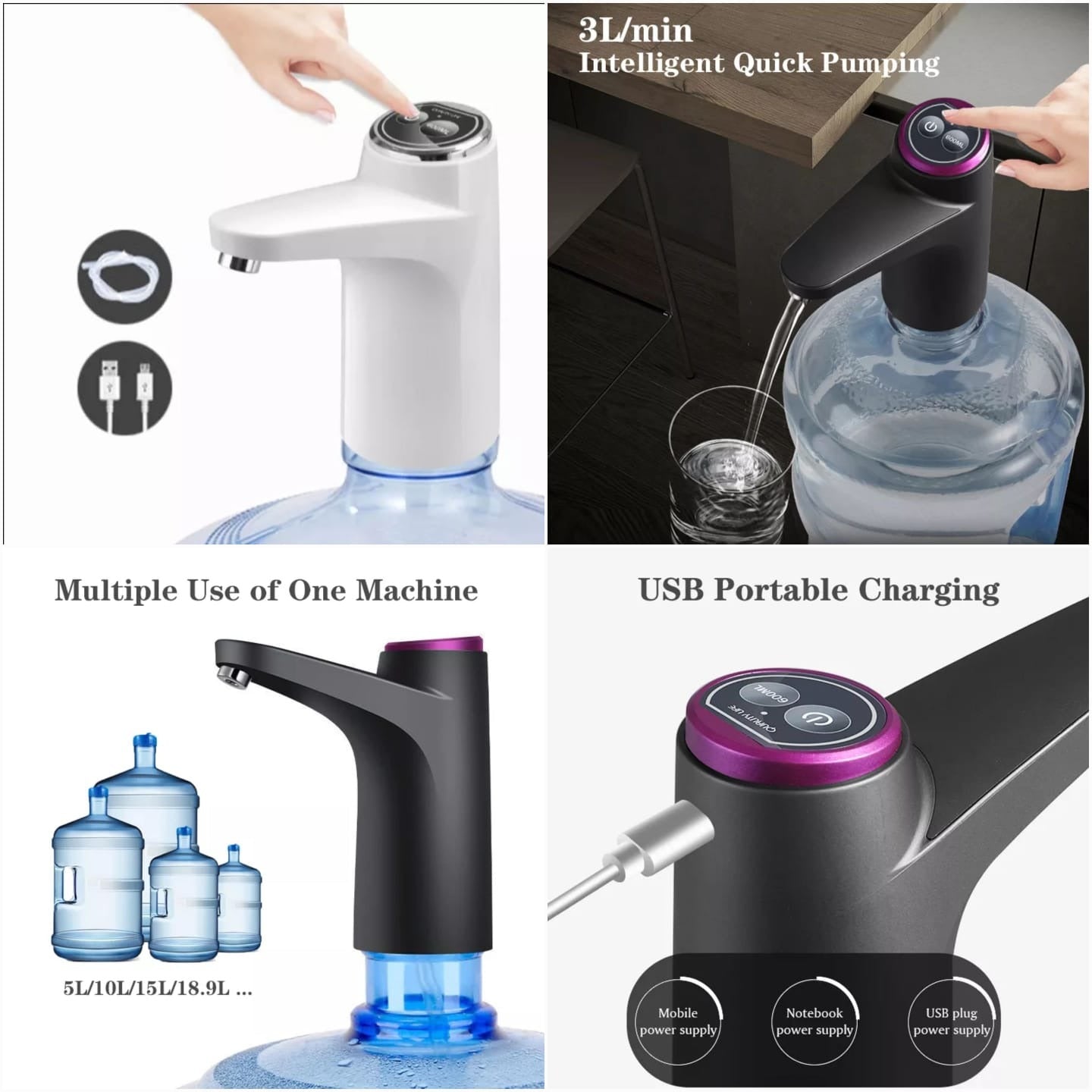 Touch Intelligent Electric Water Pump – Rechargeable Automatic Dispenser (Random Color)