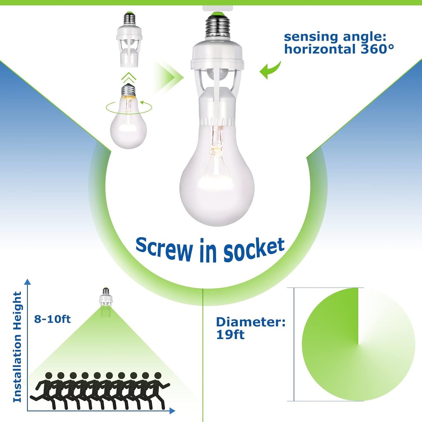 Infrared Motion Sensor Lamp Holder with Automatic On/Off Detection