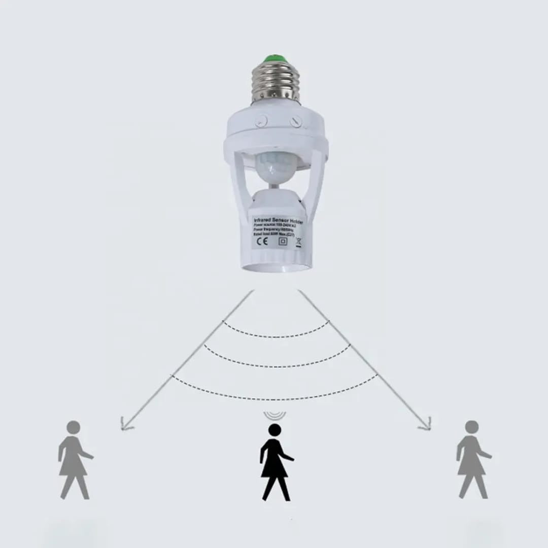 Infrared Motion Sensor Lamp Holder with Automatic On/Off Detection