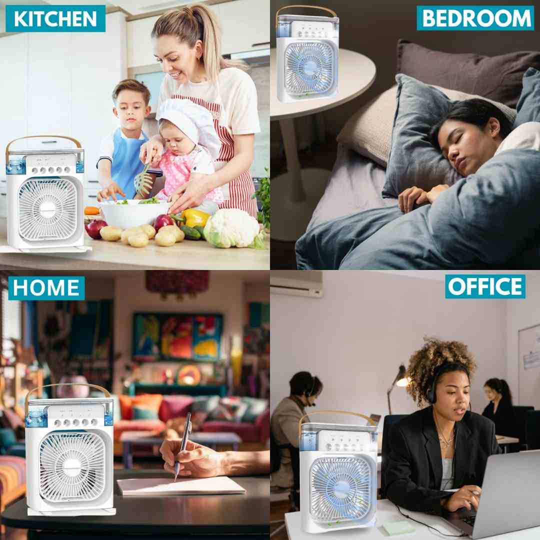 Portable Air Conditioner Fan USB Electric Fan with LED Night Light