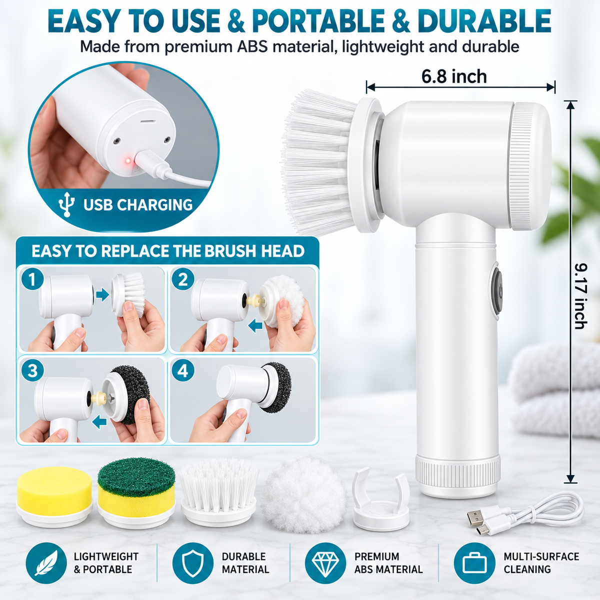5-in-1 Rechargeable Electric Cleaning Brush