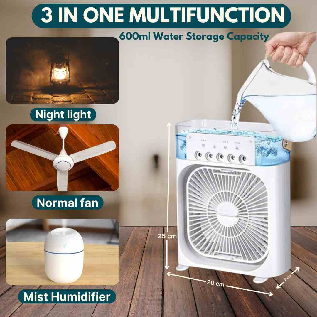 Portable Air Conditioner Fan USB Electric Fan with LED Night Light