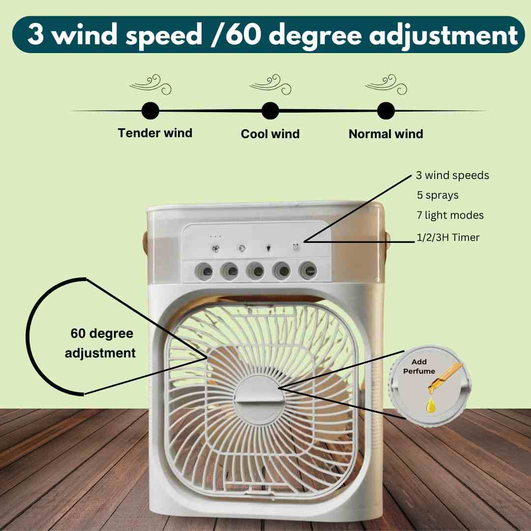 Portable Air Conditioner Fan USB Electric Fan with LED Night Light