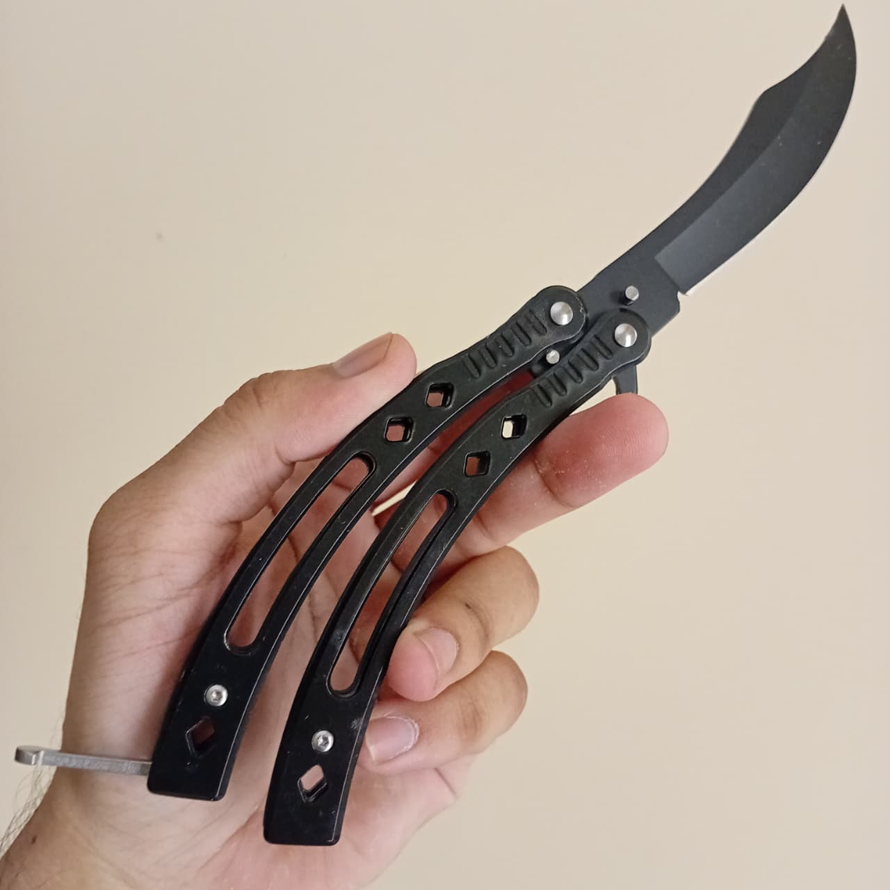 Black Curved BFK Blade Butterfly Knife - Sharp