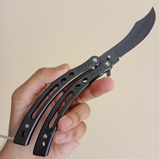 Black Curved BFK Blade Butterfly Knife - Sharp