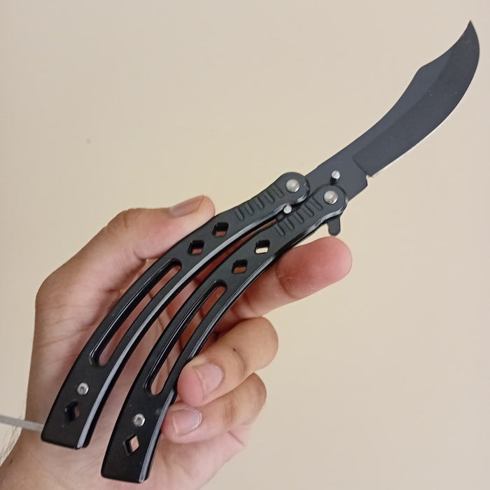 Black Curved BFK Blade Butterfly Knife - Sharp