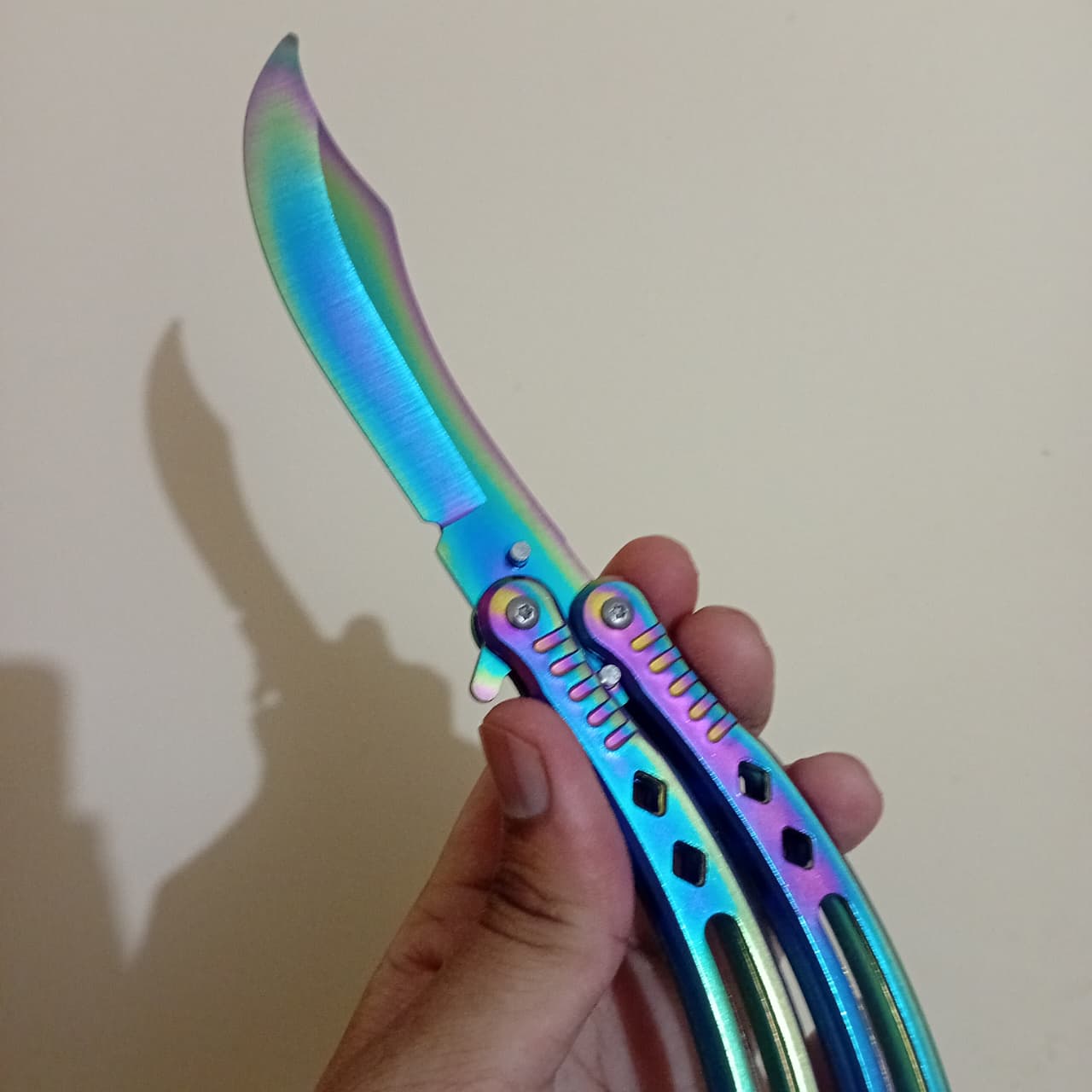 Chrome Curved BFK Blade Butterfly Knife - Sharp