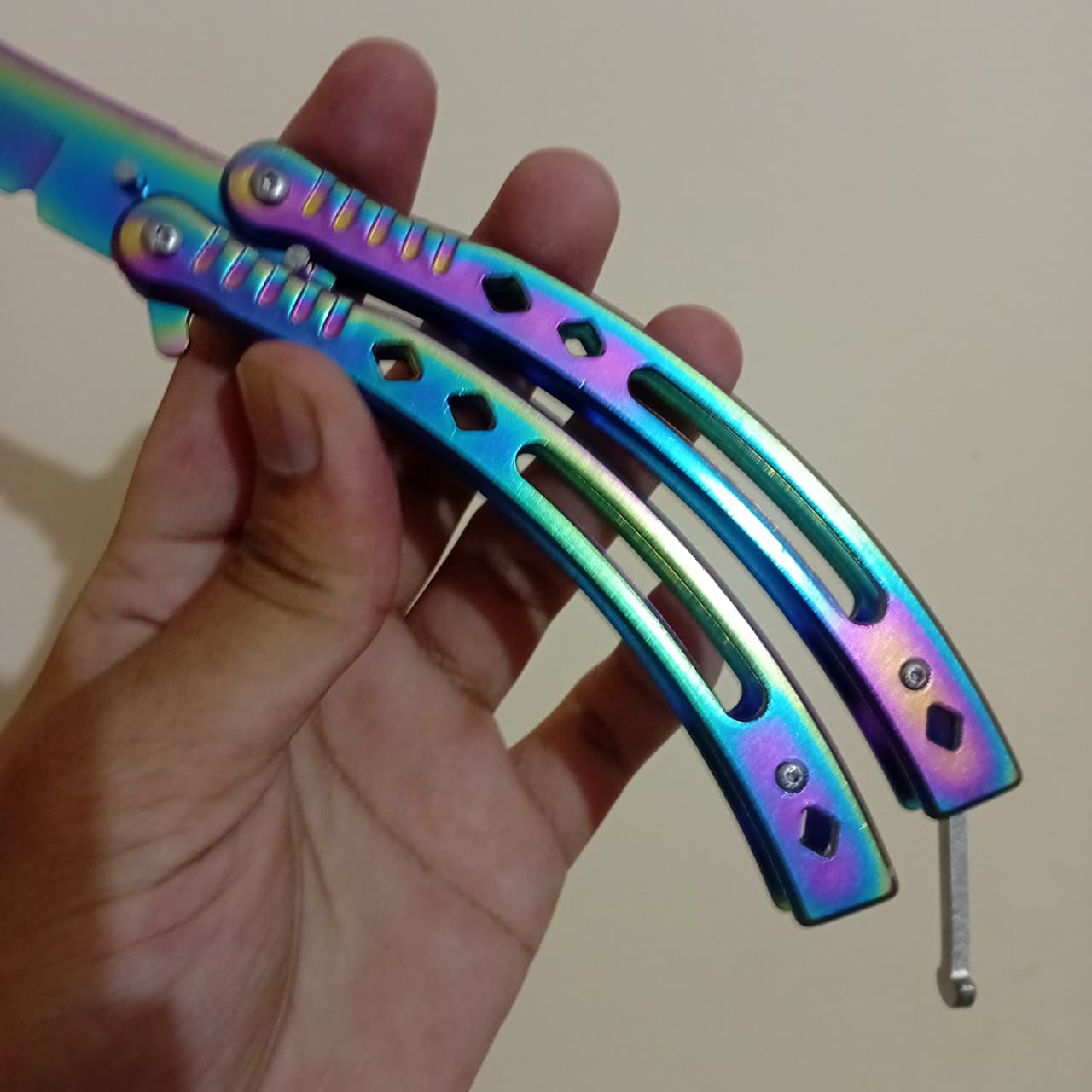 Chrome Curved BFK Blade Butterfly Knife - Sharp