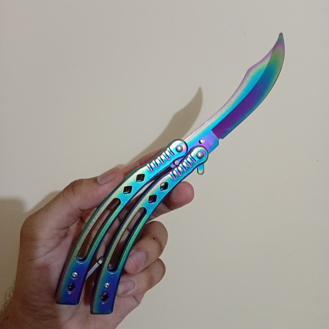 Chrome Curved BFK Blade Butterfly Knife - Sharp