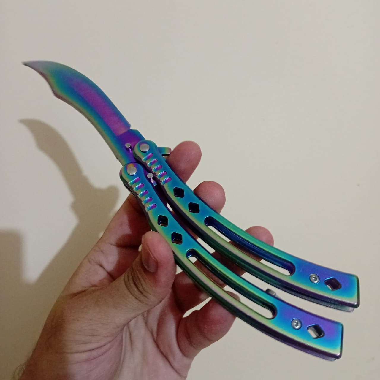 Chrome Curved BFK Blade Butterfly Knife - Sharp