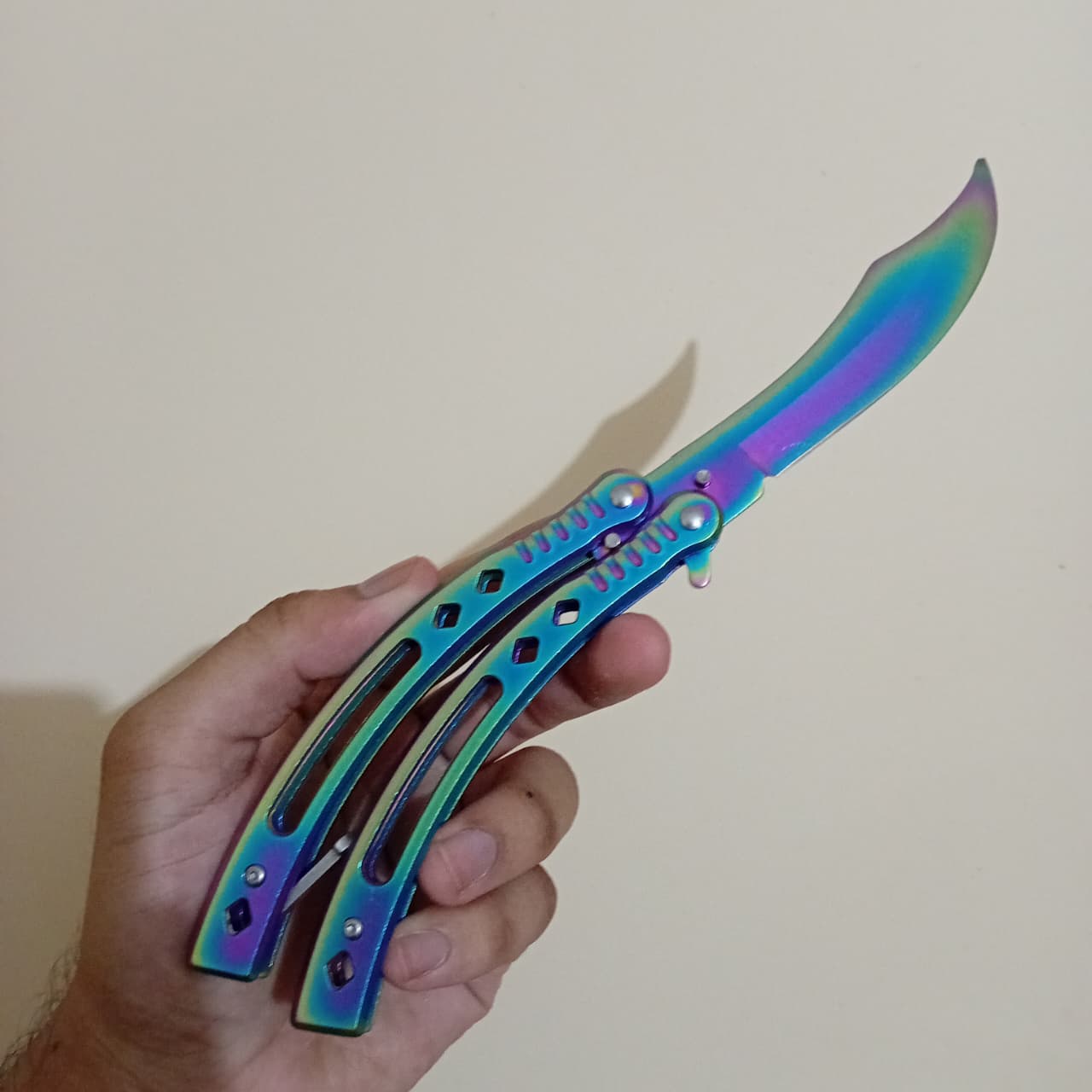 Chrome Curved BFK Blade Butterfly Knife - Sharp