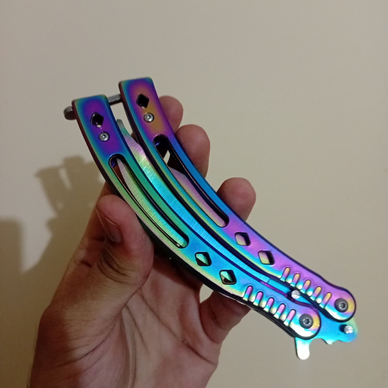 Chrome Curved BFK Blade Butterfly Knife - Sharp
