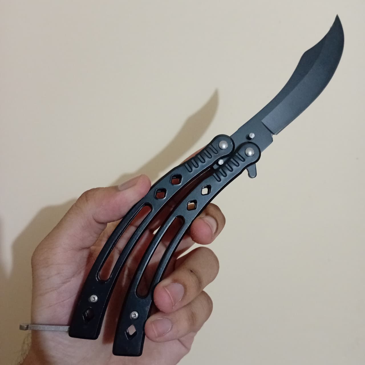 Black Curved BFK Blade Butterfly Knife - Sharp