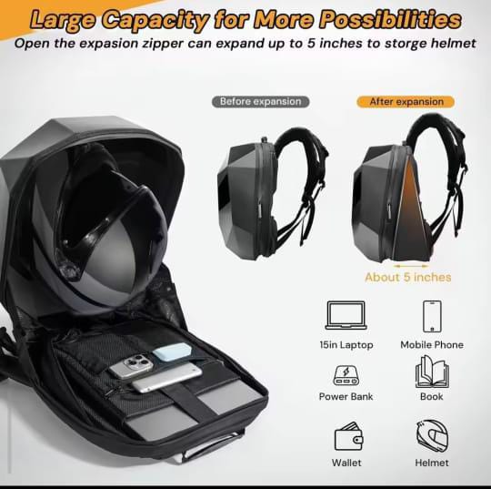 LED Eyes Motorcycle Backpack - Black Color