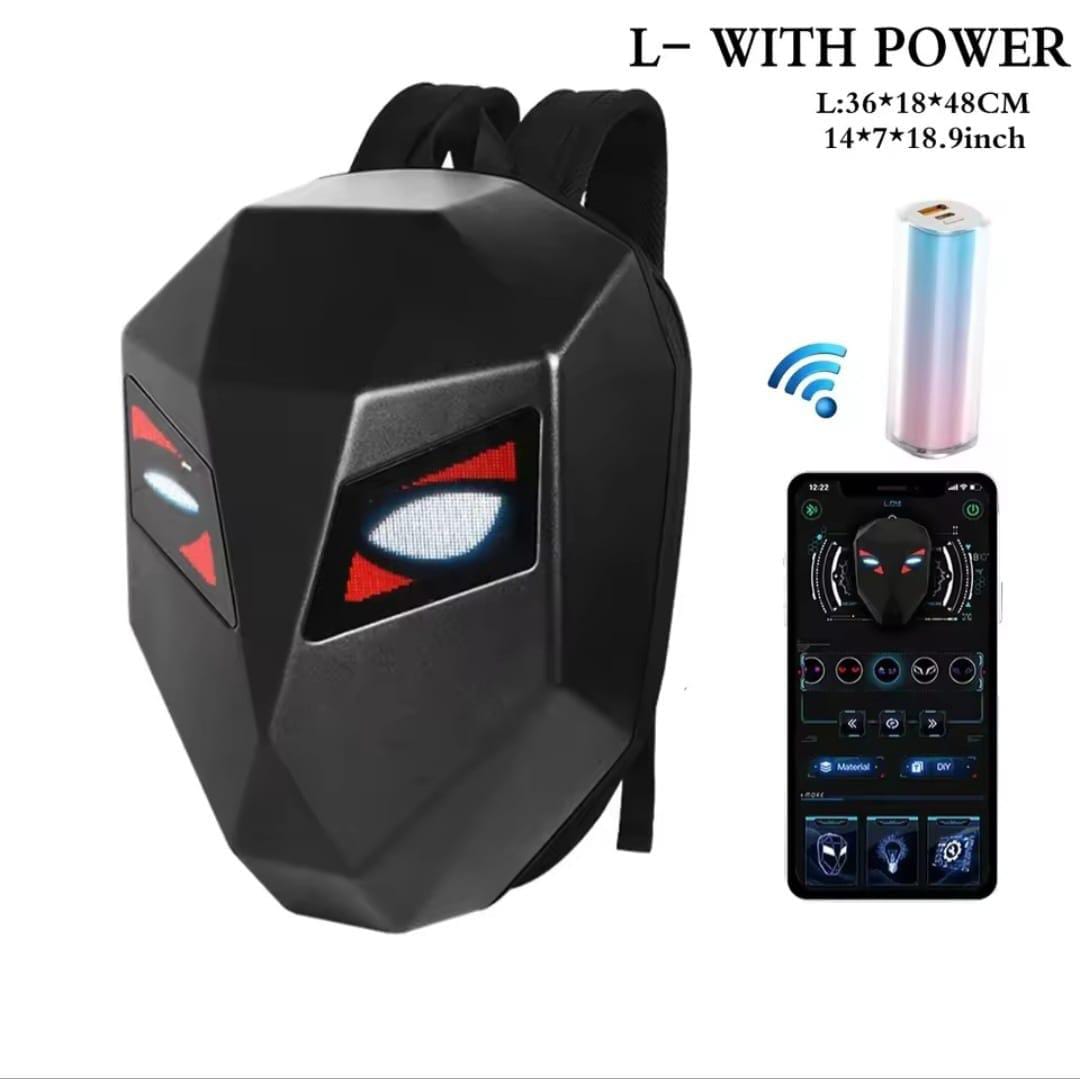 LED Eyes Motorcycle Backpack - Black Color