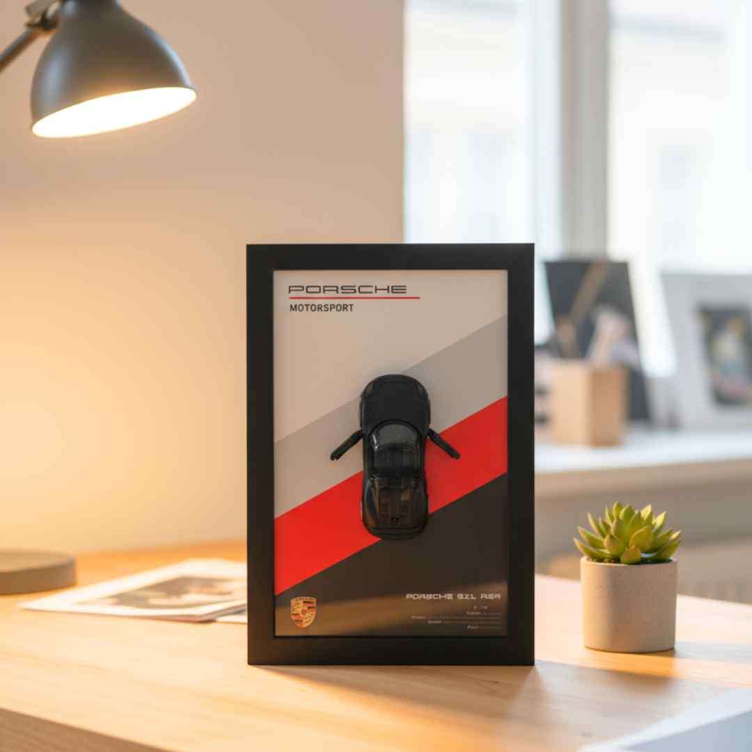 3D Metal Car Wall Frame Black (8 x 12 Inches)