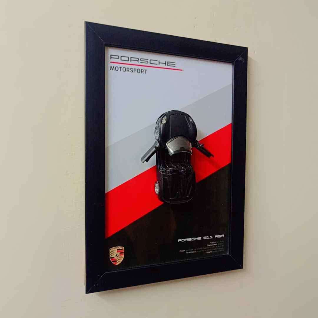 3D Metal Car Wall Frame Black (8 x 12 Inches)