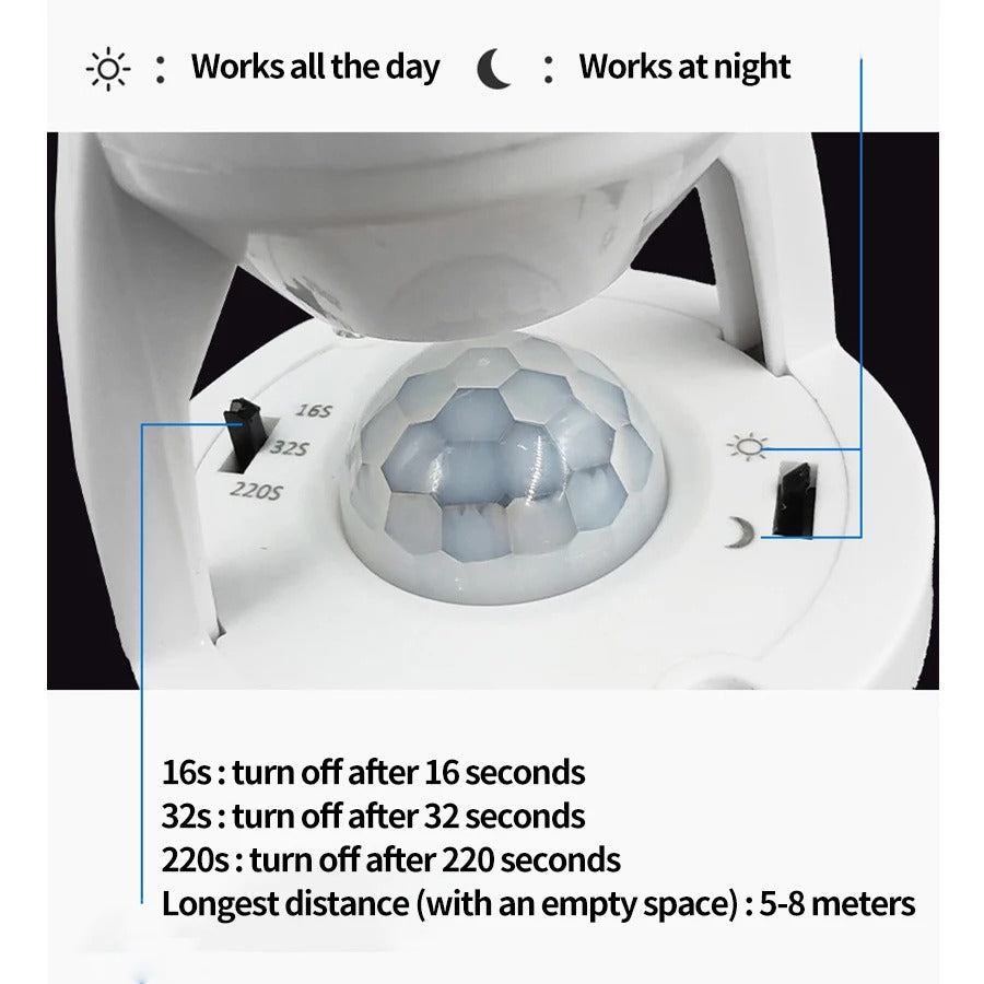 Infrared Motion Sensor Lamp Holder with Automatic On/Off Detection