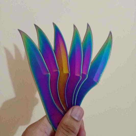6pc Throwing Kunai Knives Set – Chrome Rainbow Finish - Sharp
