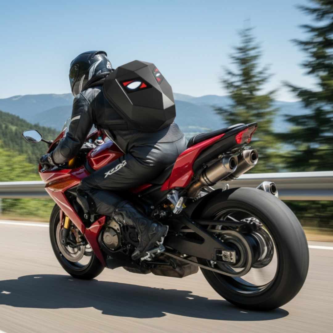 LED Eyes Motorcycle Backpack - Black Color