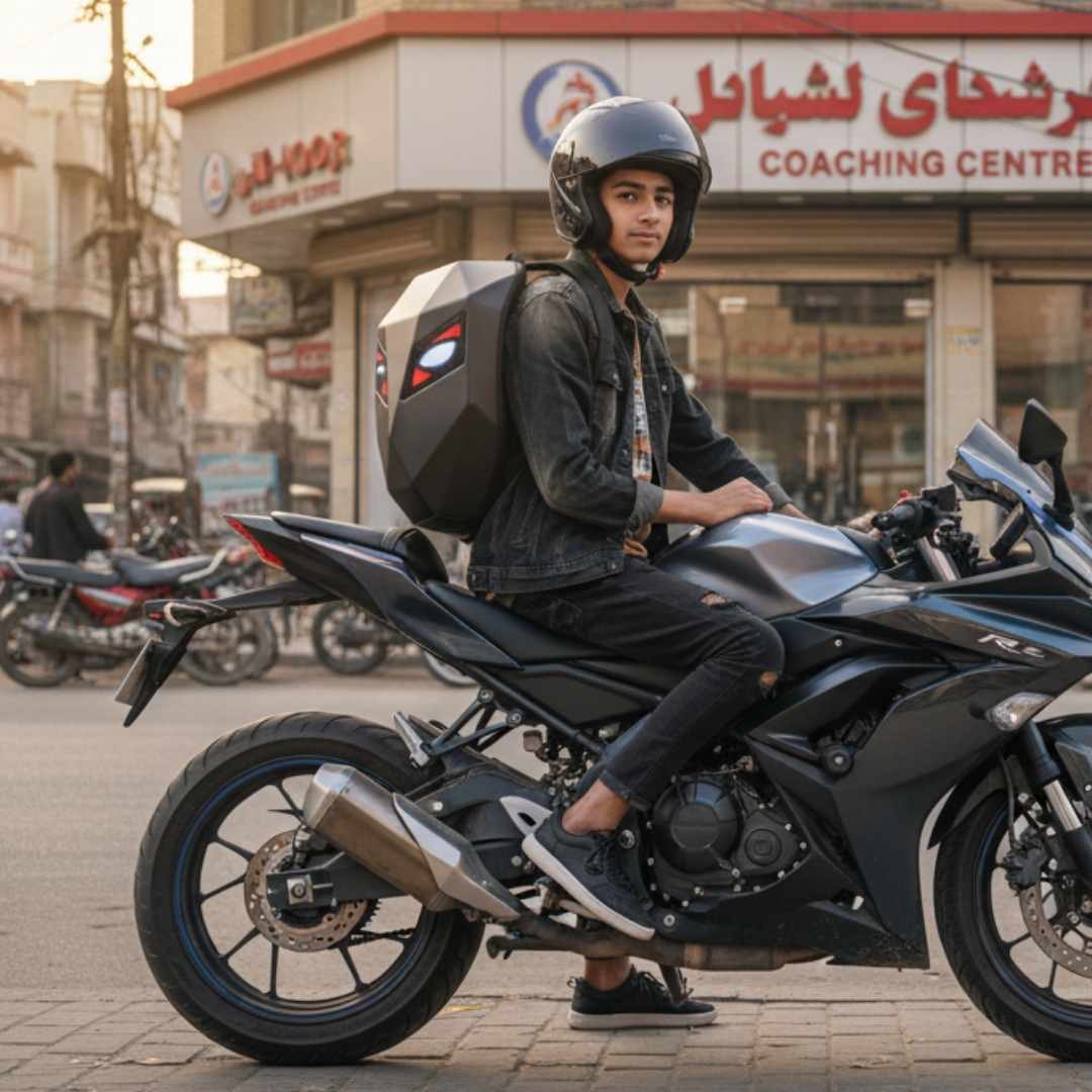 LED Eyes Motorcycle Backpack - Black Color