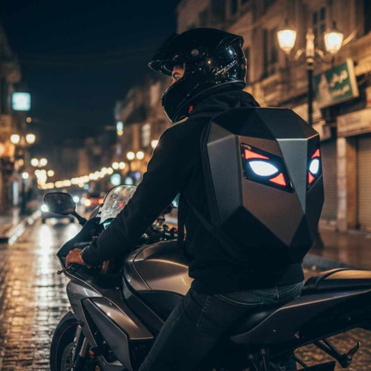 LED Eyes Motorcycle Backpack - Black Color