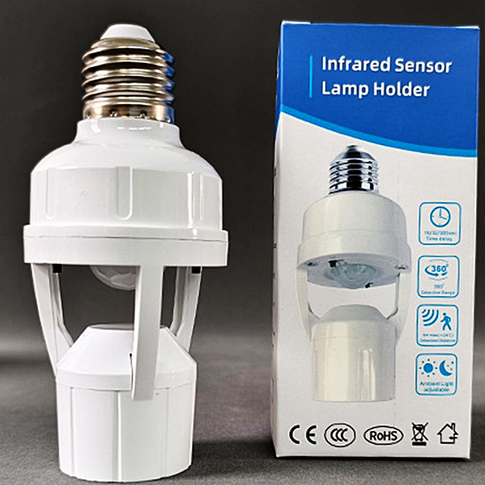 Infrared Motion Sensor Lamp Holder with Automatic On/Off Detection