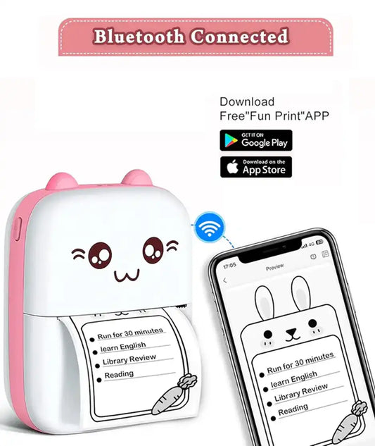 Mini Thermal Printer - Inkless Printer (Random Color, with one printing roll included)