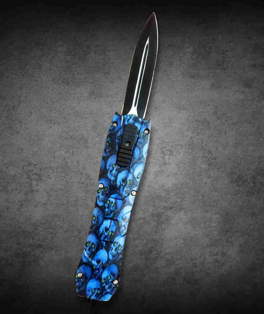 Blue Skull OTF Knife