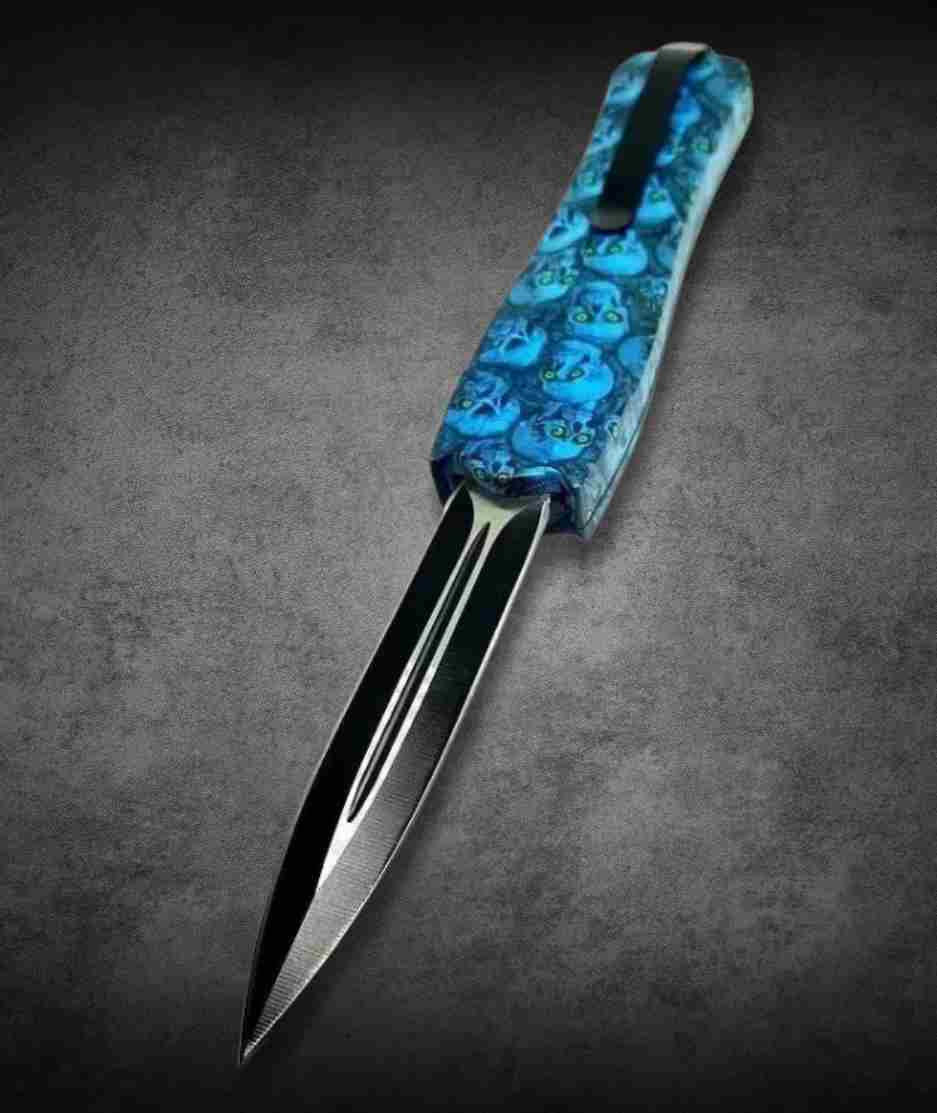 Blue Skull OTF Knife