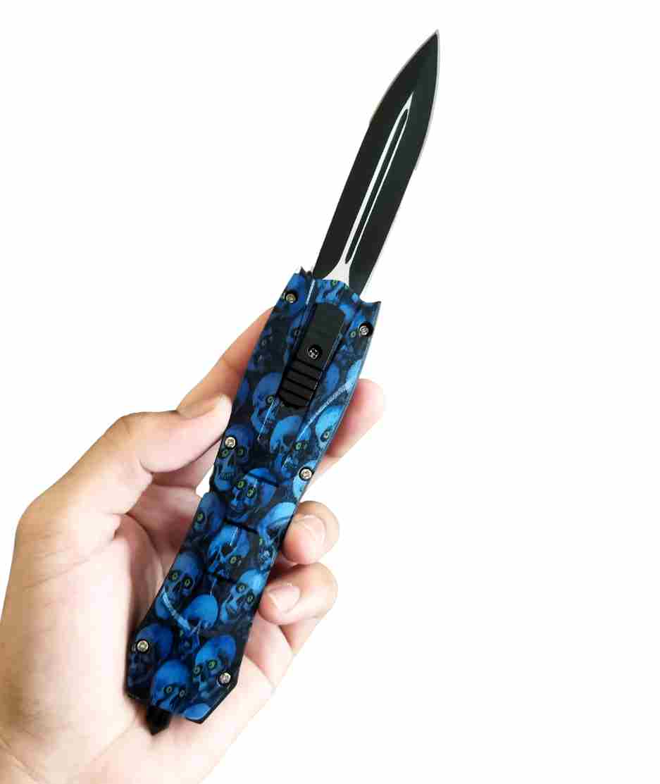Blue Skull OTF Knife