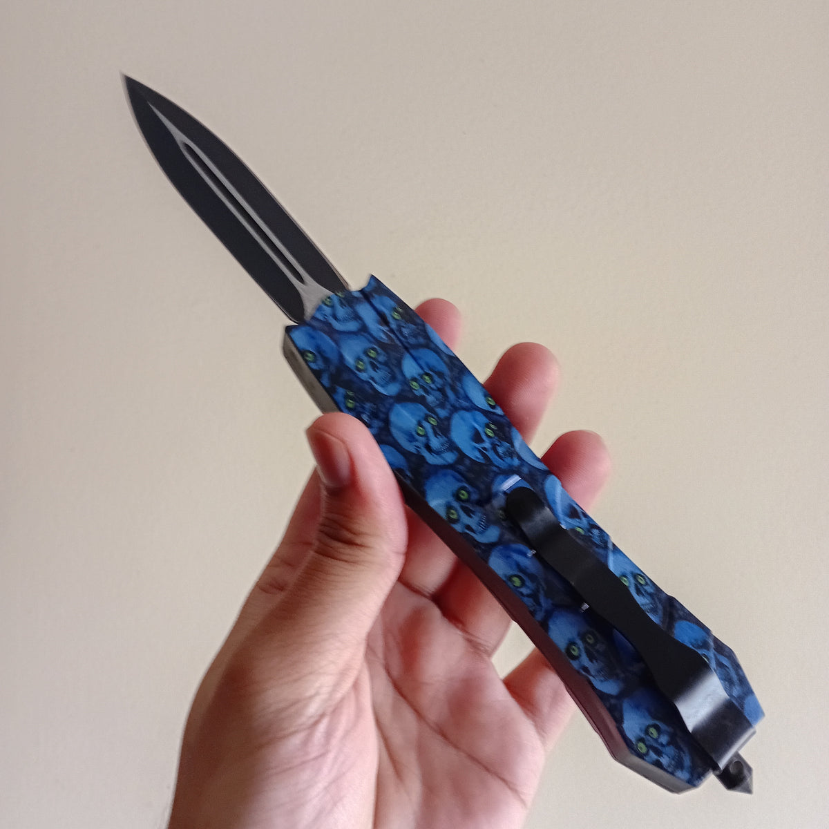 Blue Skull OTF Knife
