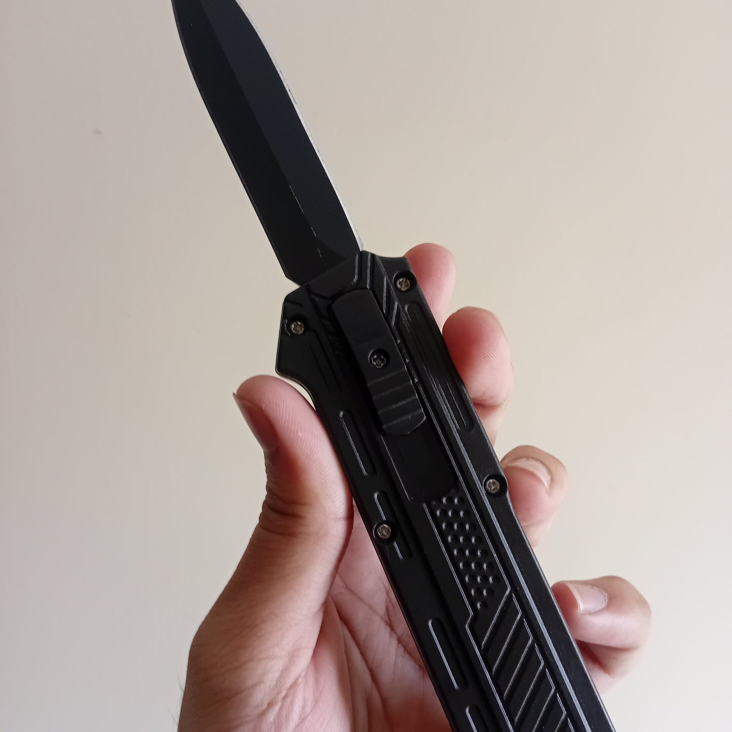 Black OTF Knife - Sharp