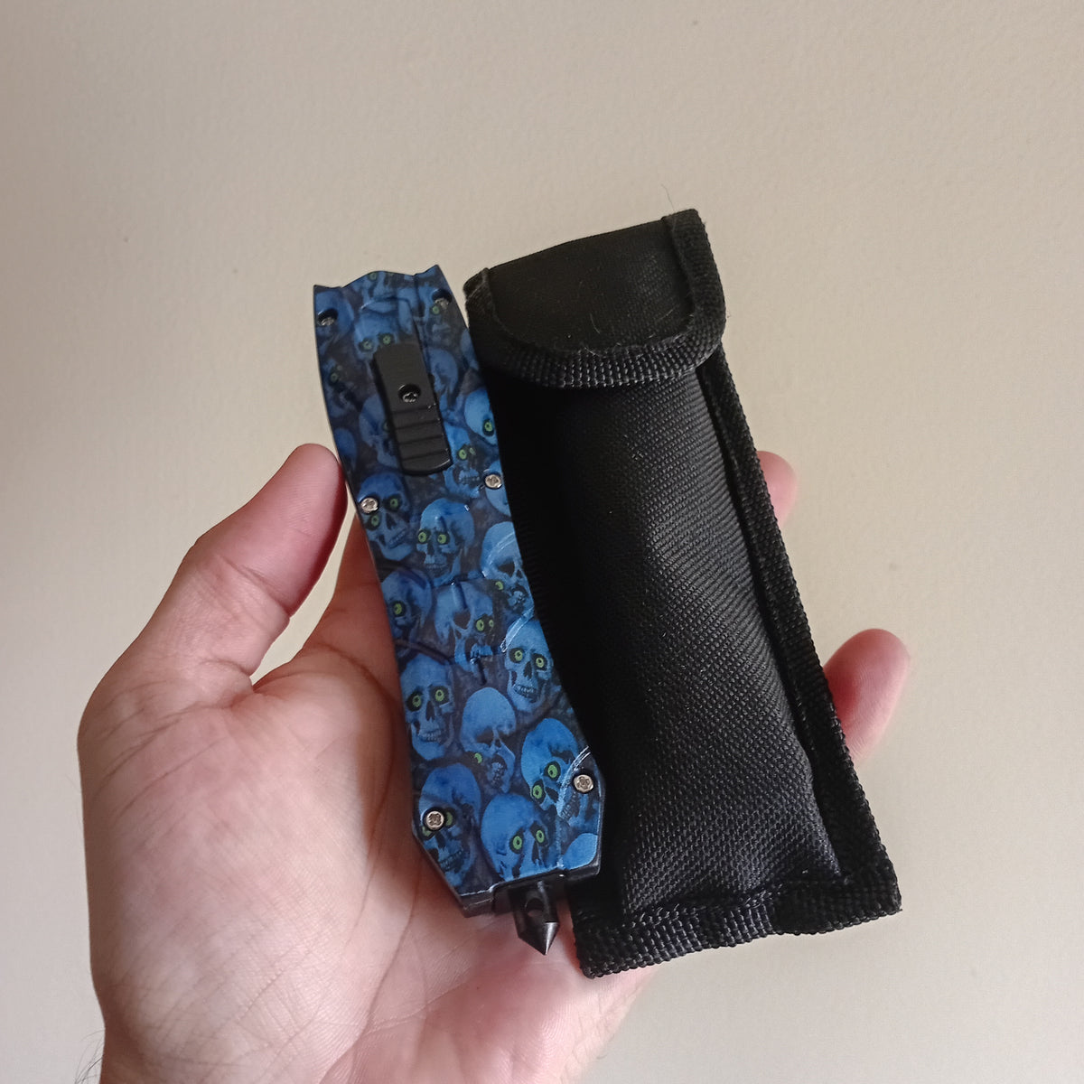Blue Skull OTF Knife