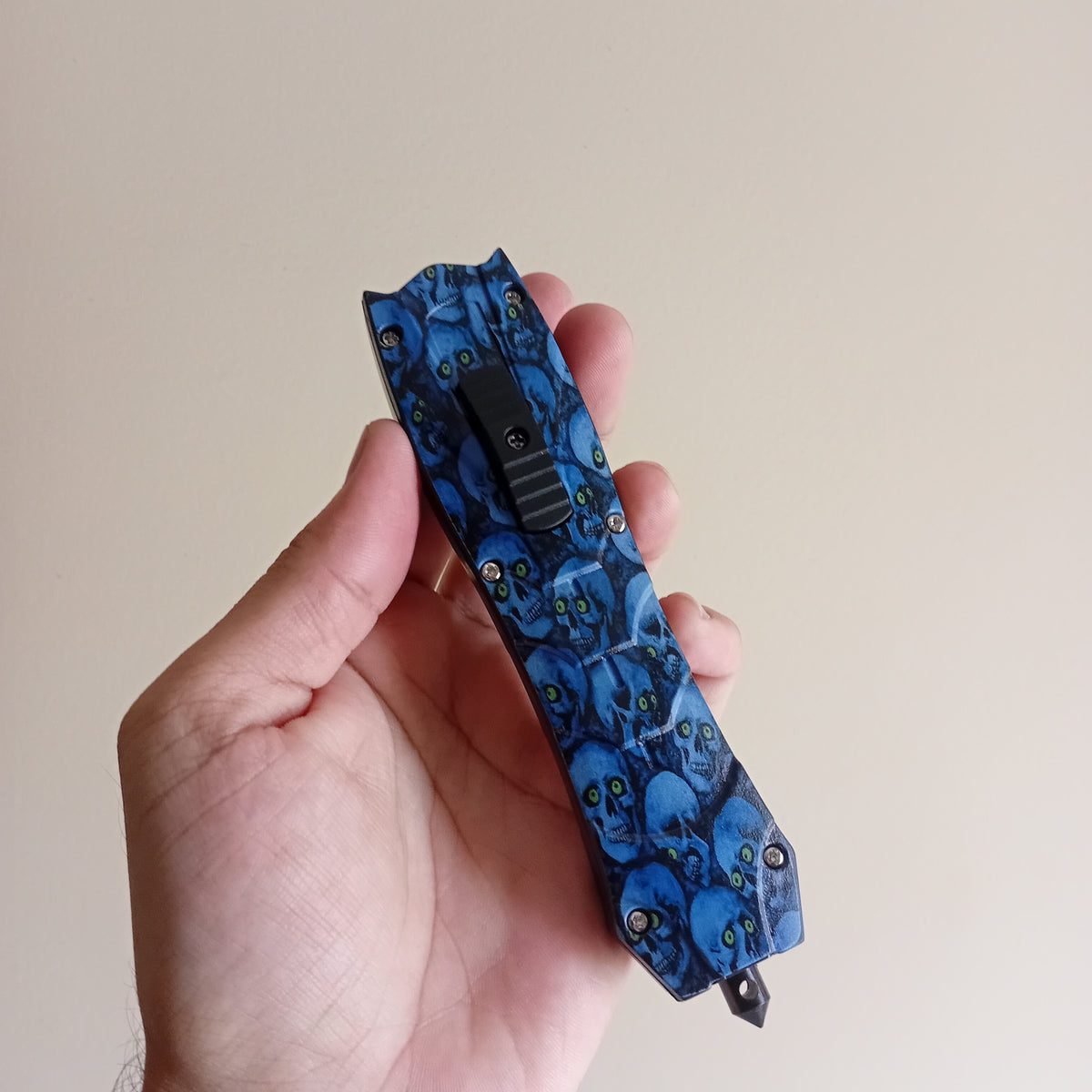 Blue Skull OTF Knife