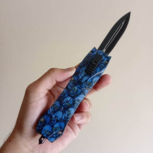 Blue Skull OTF Knife