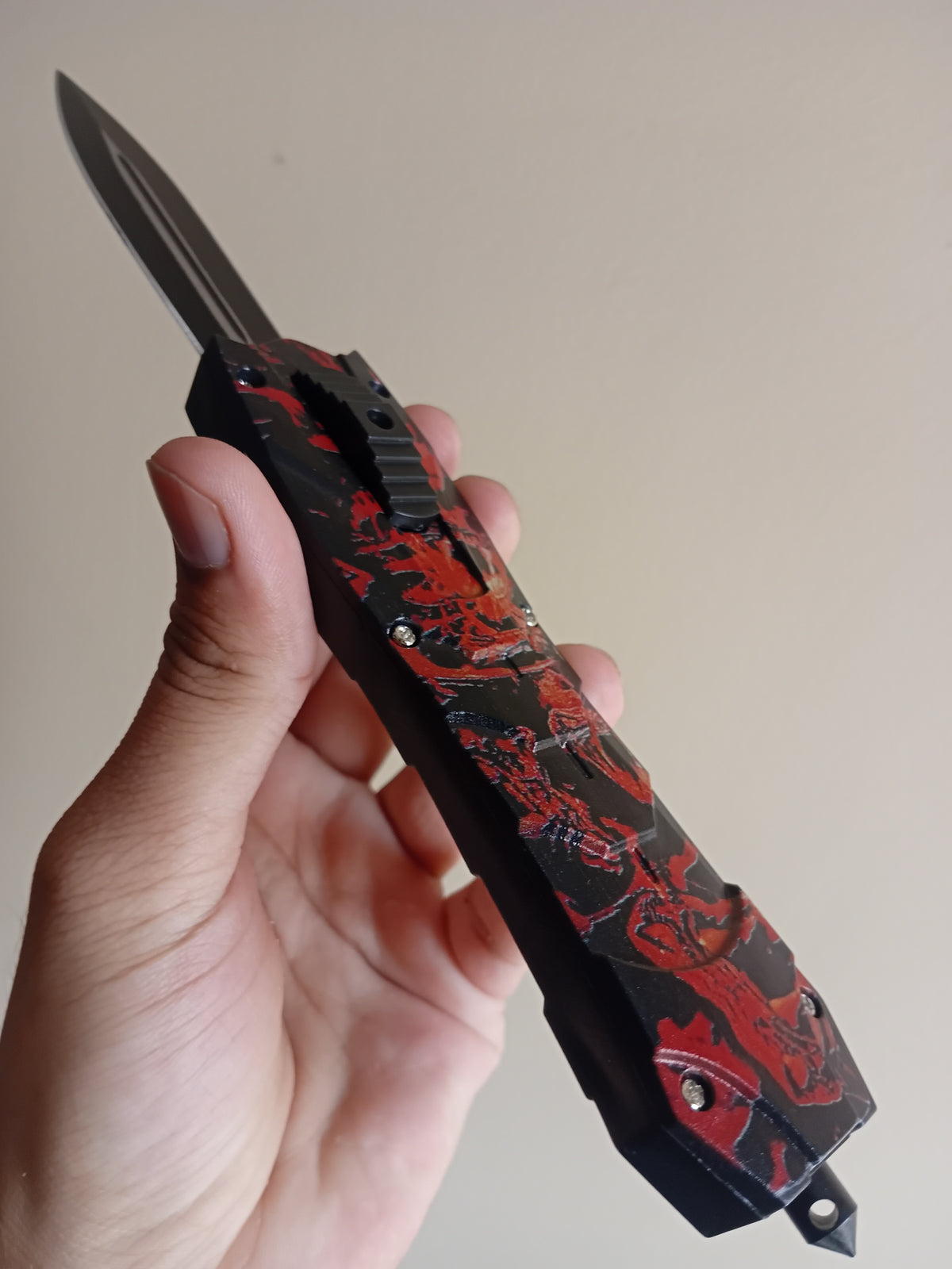 Red OTF Knife - Sharp