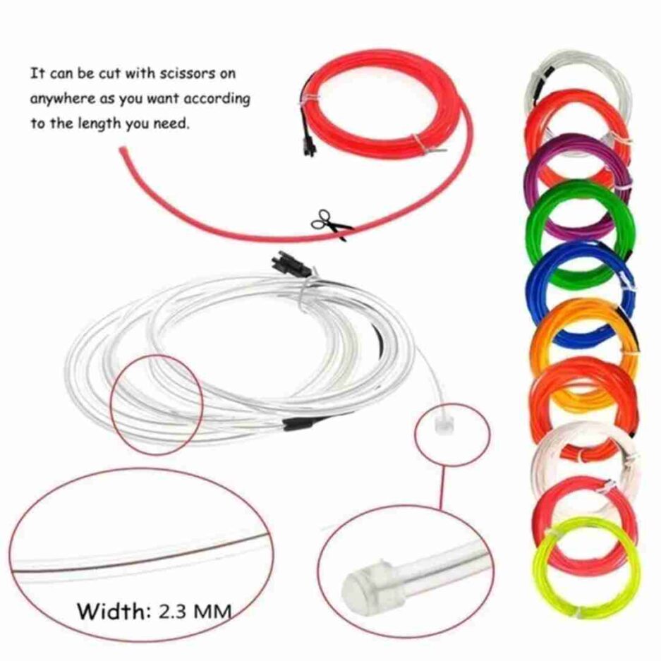 Flexible Glowing EL Wire Strip with Battery Controller - Image 6